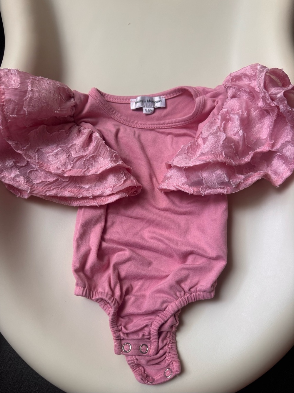 Pink Ruffled Sleeve Baby One-Piece Bodysuit
